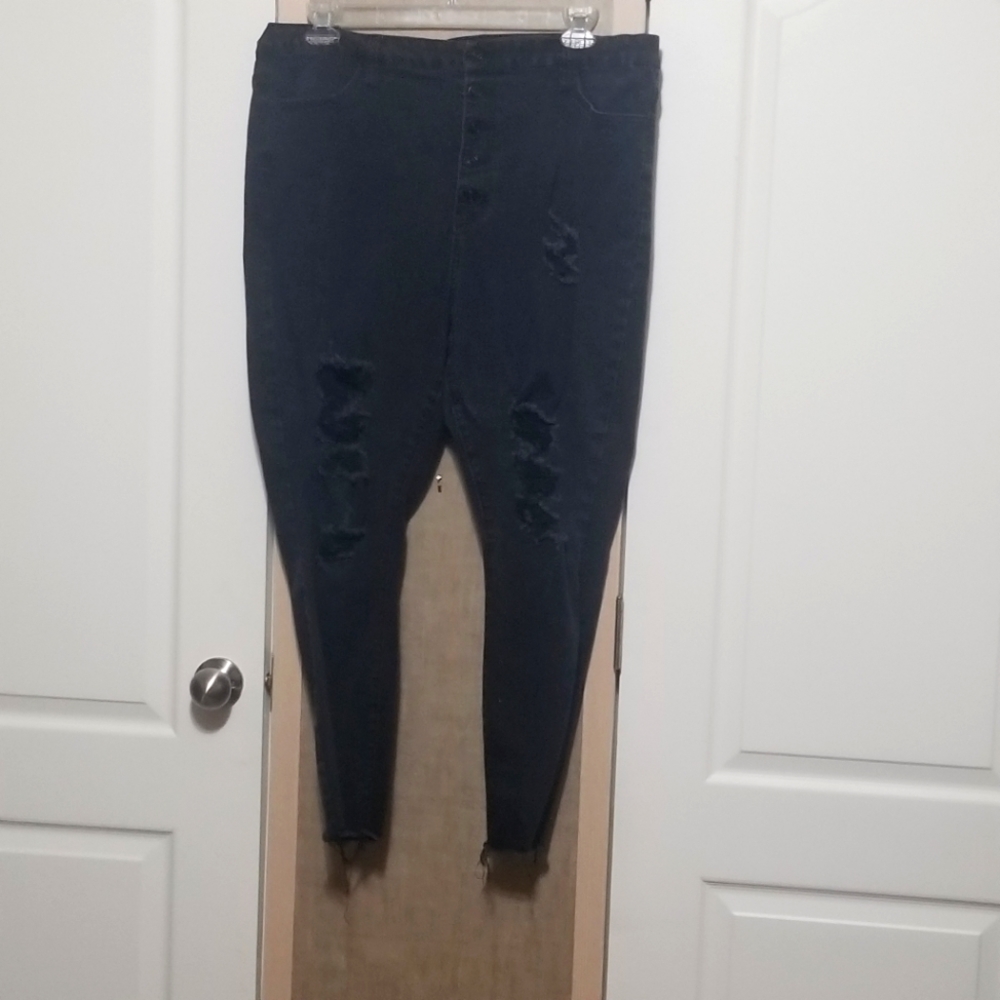 Size 22 Black  Button-fly Rue 21 Ripped Jeans